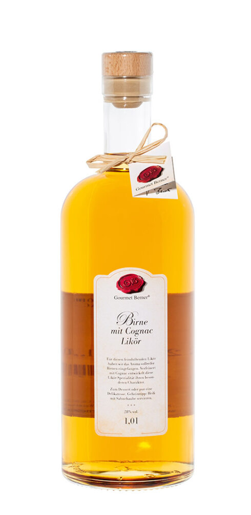 Birne Cognac Likör 1 Liter (Gourmet Berner) - Feinkost-Pohl