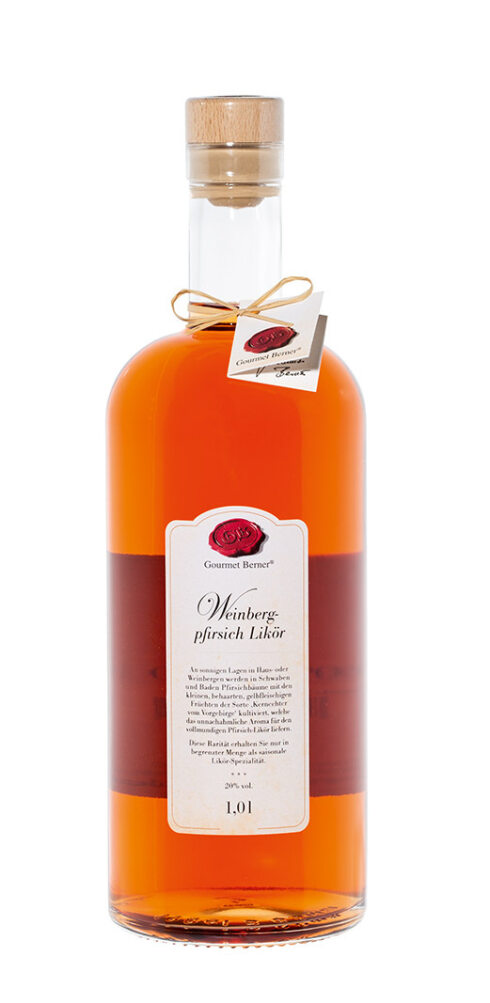 Weinbergpfirsich-Likör 1L Beispielabbildung (Gourmet Berner)